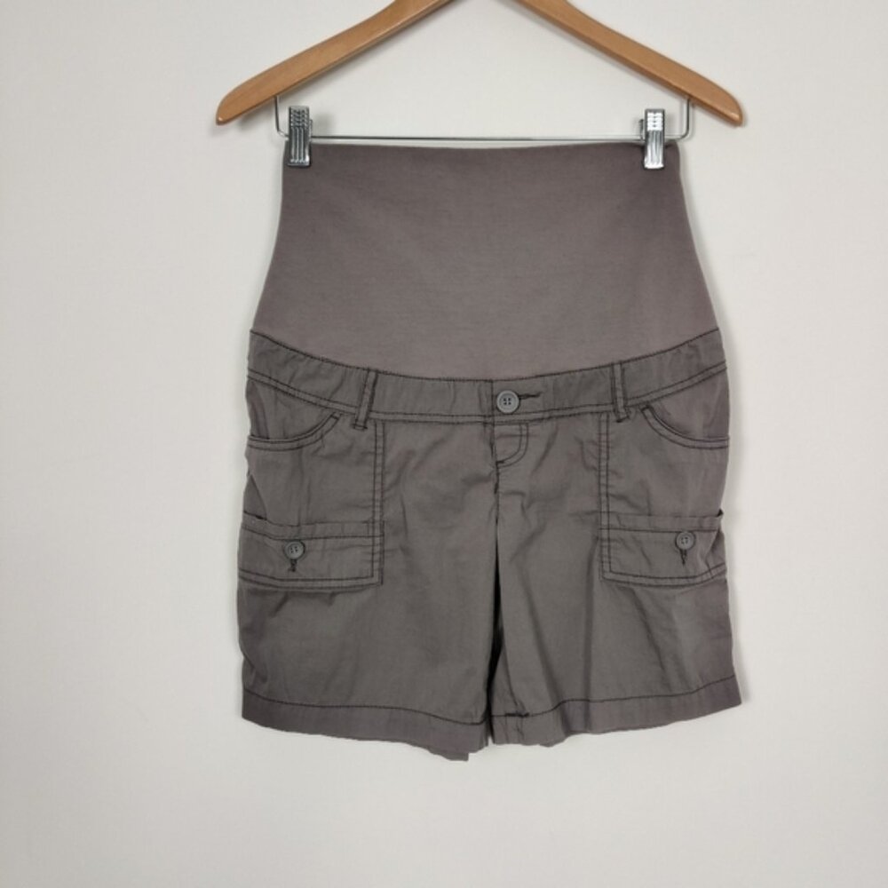 Thyme Maternity Women's Cargo Shorts in Grayish Brown Size Small Gorpcore Cotton